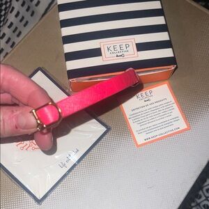 KEEP Collective Pop Pink & Natural gold wrap bracelet.